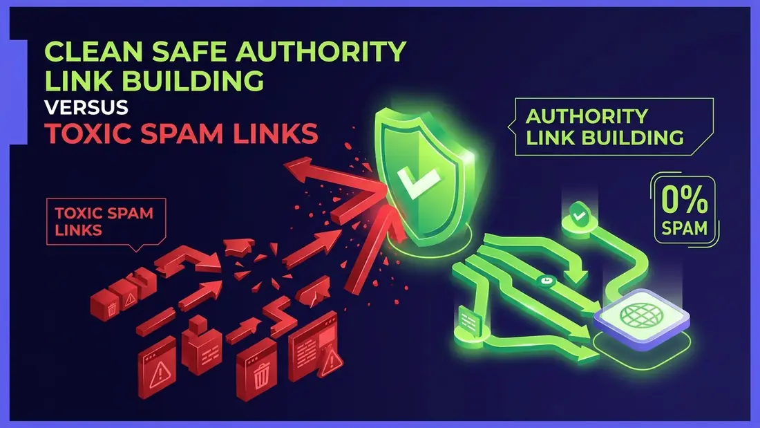 Clean authority link building vs toxic spam links deflected by security shield